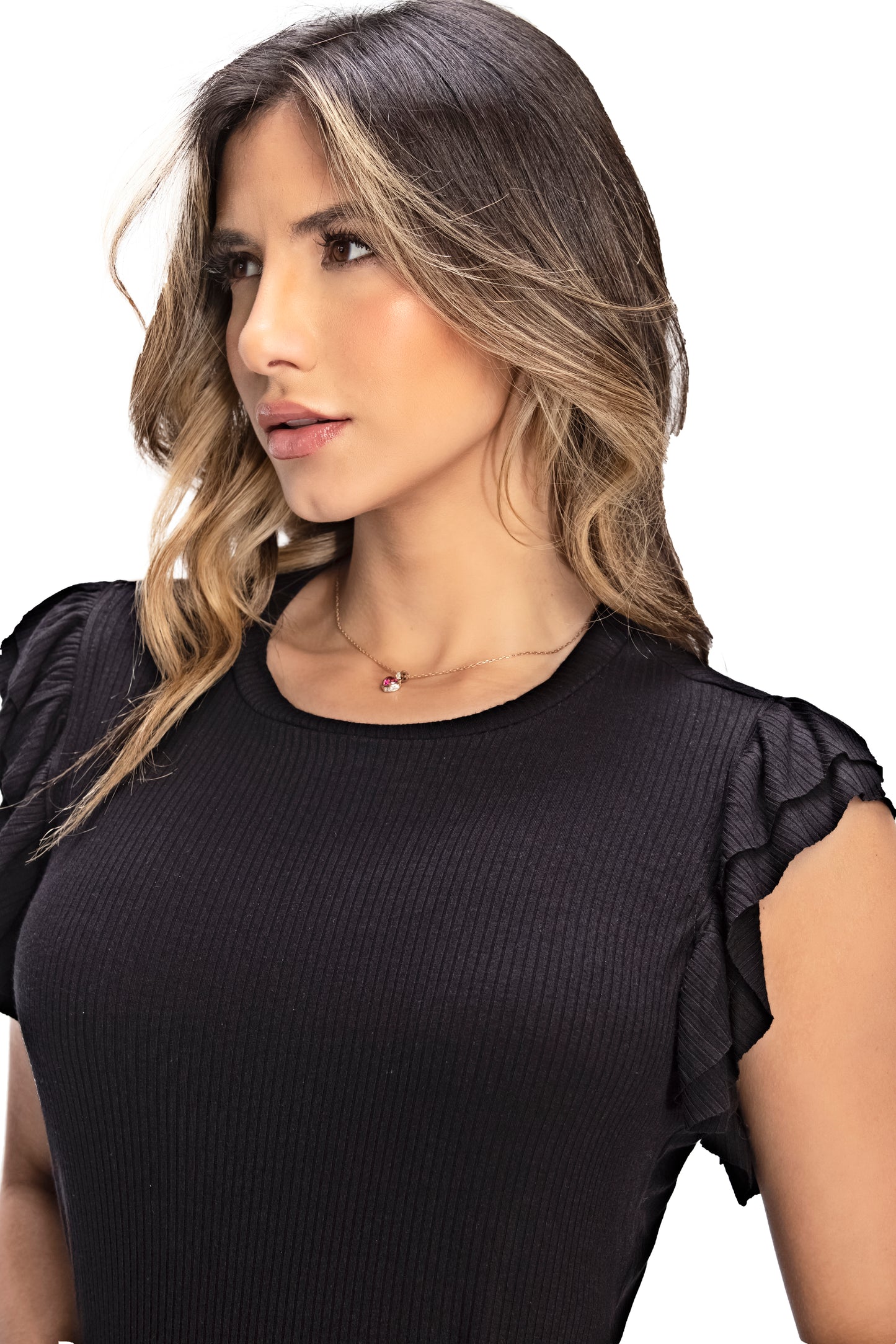 BLUSA EN RIB NEGRA REF 8743